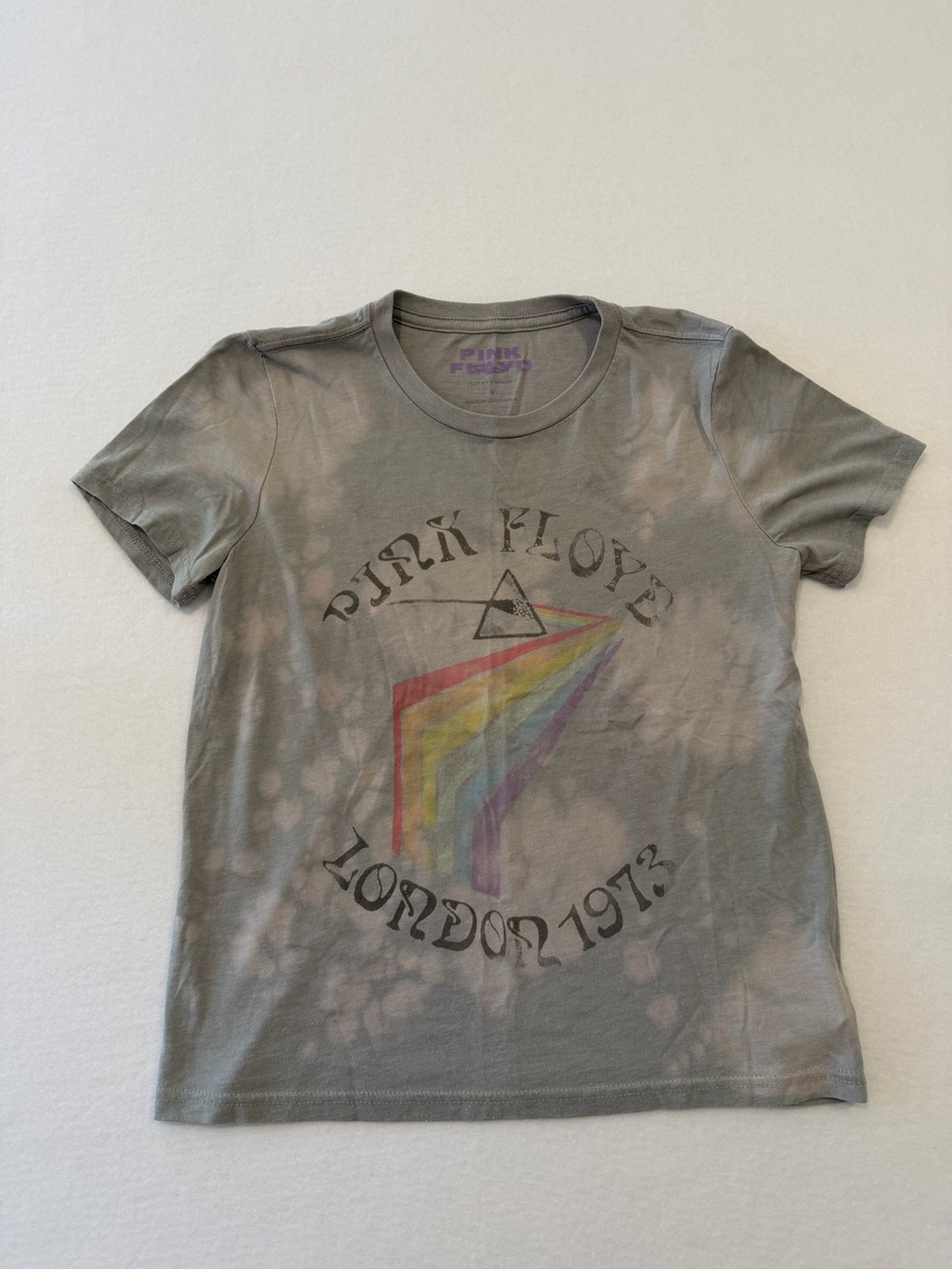Lucky Brand Pink Floyd Tee Gray Tie-Dye with Rainbow Prism Graphic Preowned
